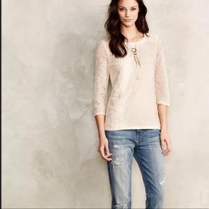 Anthropologie Sunday in Brooklyn XS ivory lace top